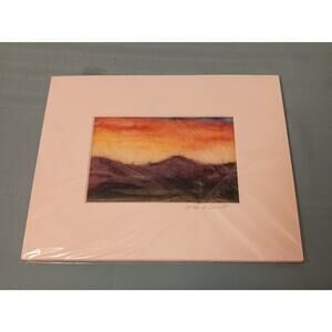 Fiber Art Hand Felted Naturally Dyed Wool 8x10 signed Landscape / abstract EUC